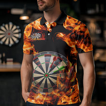 Load image into Gallery viewer, Fire Flame Dartboard Custom Dart Polo Shirts For Men, Dart Jerseys Dart Team League Shirt IPHW8509