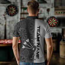 Load image into Gallery viewer, Custom Black And Gray Dart Jerseys, Dartboad Pattern Grunge Dart Team Polo Shirts For Men IPHW8513