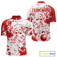 Load image into Gallery viewer, Custom Red Splatter Bowling Team League Shirts For Men, Bowling Jerseys Bowler Outfit IPHW10593