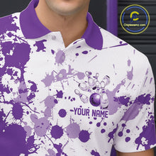 Load image into Gallery viewer, Custom Purple Splatter Bowling Team League Shirts For Men, Bowling Jerseys Bowler Outfit IPHW10595