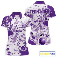 Load image into Gallery viewer, Custom Purple Splatter Bowling Team League Shirts For Women, Bowling Jerseys Bowler Outfit IPHW10595