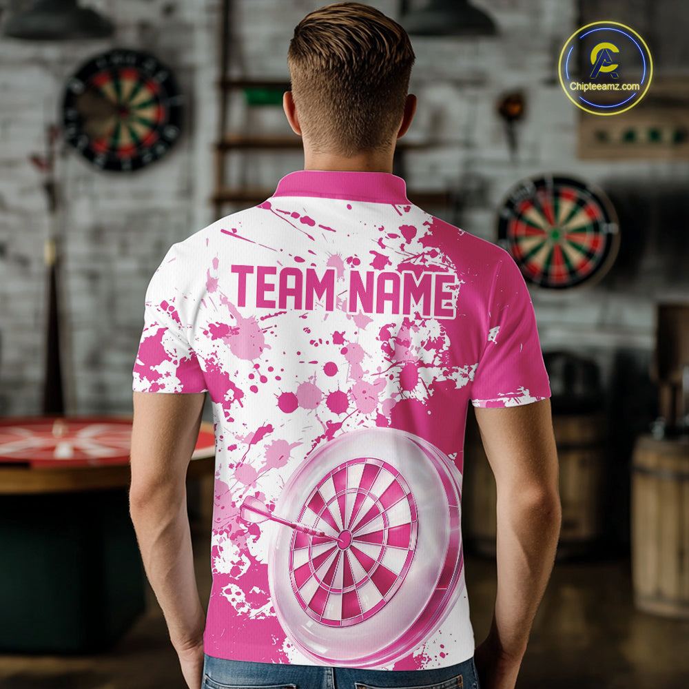 Custom Pink Splatter Dartboard Darts Team Shirt For Men, Dart League Jerseys For Players IPHW10596