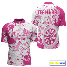 Load image into Gallery viewer, Custom Pink Splatter Dartboard Darts Team Shirt For Men, Dart League Jerseys For Players IPHW10596