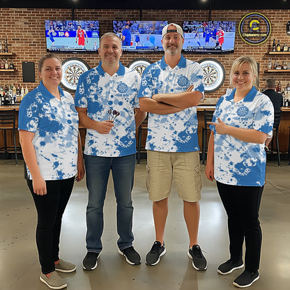 Custom Blue Splatter Dartboard Darts Team Shirt For Men, Dart League Jerseys For Players IPHW10597