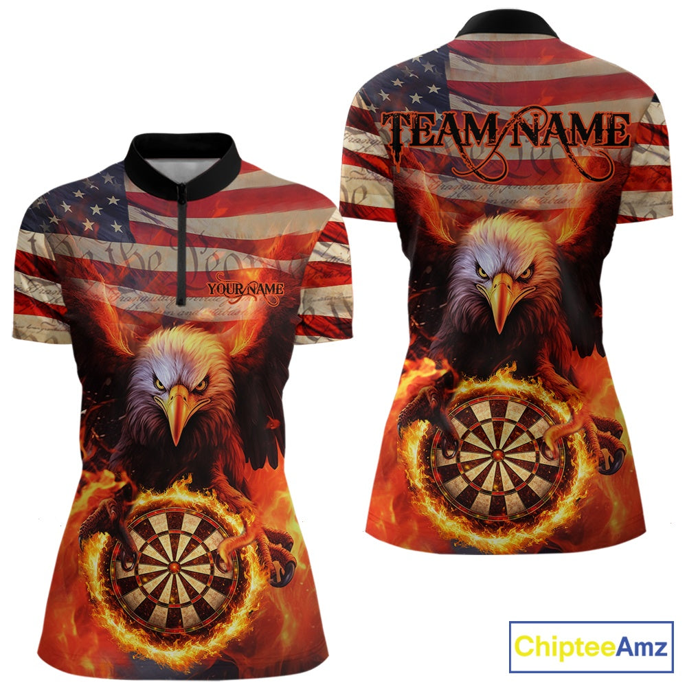 Custom Patriotic Eagle We The People Flame Darts Shirt For Women, US Flag Dart Shirt IPHW10600