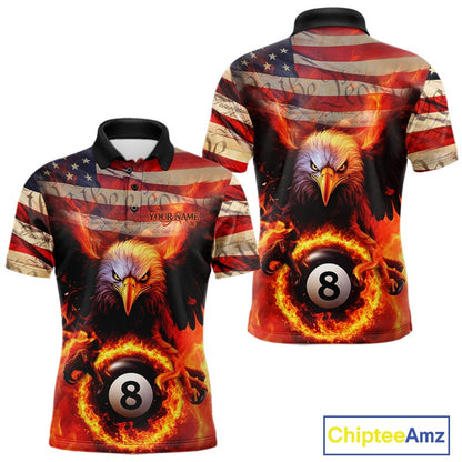 Custom Patriotic Eagle We The People Flame Billiard Shirt For Men, US Flag 8-Ball Shirt IPHW10601