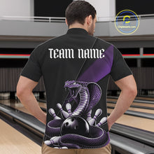 Load image into Gallery viewer, Custom Black And Purple Cobra Snake Bowling Team Jerseys, Men Bowling Quarter-Zip Shirts IPHW11087