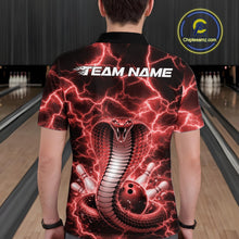 Load image into Gallery viewer, Custom Red Thunder Lightning Cobra Snake Bowling Team Men Polo Shirt, Bowling Jersey IPHW11092