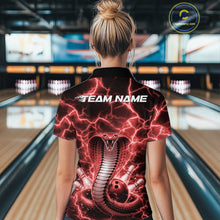 Load image into Gallery viewer, Custom Red Thunder Lightning Cobra Snake Bowling Team Women Quarter-Zip ShirtIPHW11092