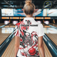 Load image into Gallery viewer, Custom Red Tribal Flame Bowling Women Polo Shirt, Polygonal Bowling Jerseys IPHW11378