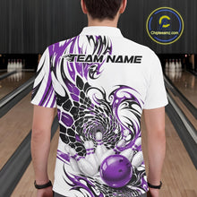 Load image into Gallery viewer, Custom Purple Tribal Flame Bowling Men Polo Shirt, Polygonal Bowling Jerseys IPHW11381