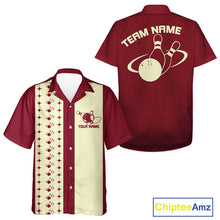 Load image into Gallery viewer, Custom Vintage Bowling Hawaiian Shirt For Men And Women, Bowling Team Button Up Shirt IPHW10064