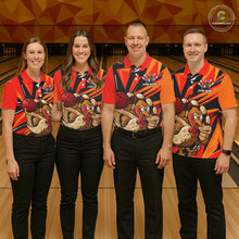 Load image into Gallery viewer, Custom Funny Turkey Bowling Shirts For Men, Orange Thanksgiving Bowling Shirt Team Uniform IPHW7587