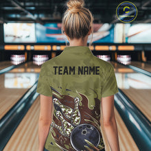 Load image into Gallery viewer, Custom Military Camo Bowling Polo Shirts For Women, Patriotic Veteran Bowling Team Shirt IPHW8038