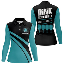 Load image into Gallery viewer, "Dink Responsibly" Sayings Custom Name Blue Pickleball Polo Shirts For Men, Pickleball Outfits IPHW6724