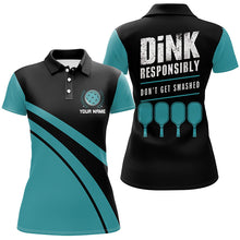Load image into Gallery viewer, "Dink Responsibly" Sayings Custom Name Blue Pickleball Polo Shirts For Men, Pickleball Outfits IPHW6724