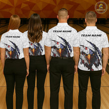 Load image into Gallery viewer, Custom Patriotic Eagle Men Bowling Team Shirt, US Flag Eagle Bowling League Shirt IPHW10190