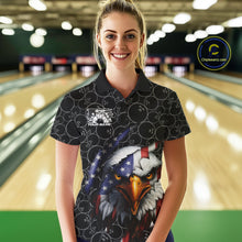Load image into Gallery viewer, Custom Patriotic Eagle Women Bowling Team Shirt, US Flag Eagle Bowling League Shirt IPHW10191