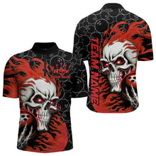 Load image into Gallery viewer, Custom Black And Red Flame Skull Bowling Men Quarter-Zip Shirts, Skull Halloween Bowling Outfit IPHW8777