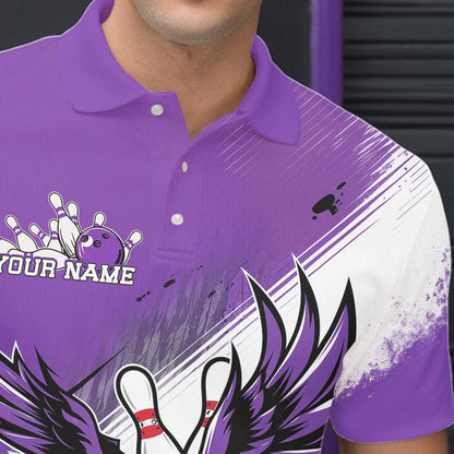 Custom Purple Eagle Bowling Jerseys, Eagle Bowling Men Polo Shirts Team Uniform Bowlers Outfit IPHW8788
