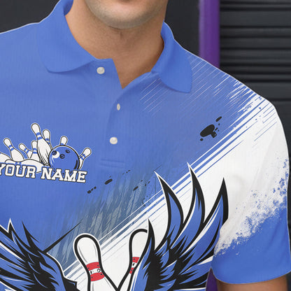 Custom Blue Eagle Bowling Jerseys, Eagle Bowling Men Polo Shirts Team Uniform Bowlers Outfit IPHW8789