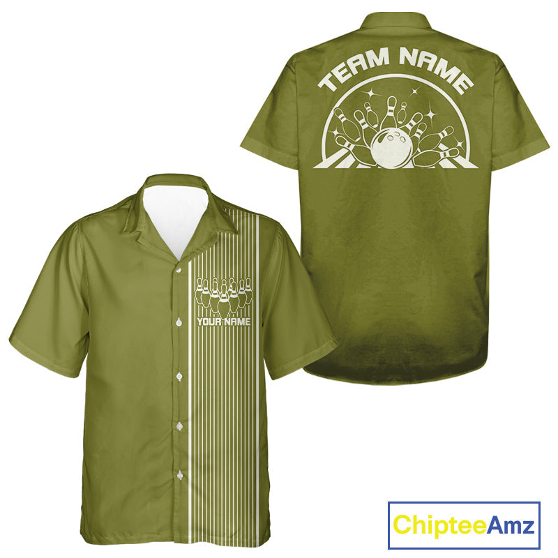 Custom Classic Striped Vintage Bowling Shirt, Retro Bowling Button Up Team Shirt IPHW10075