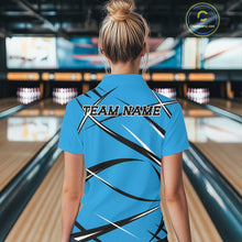Load image into Gallery viewer, Custom Blue Bowling Jerseys, Bowling Team Tournament Quarter-Zip Shirts For Women IPHW11413