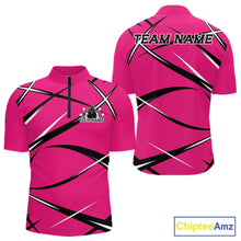 Load image into Gallery viewer, Custom Pink Bowling Jerseys, Bowling Team Tournament Quarter-Zip Shirts For Men IPHW11414