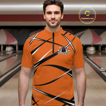 Load image into Gallery viewer, Custom Orange Bowling Jerseys, Bowling Team Tournament Quarter-Zip Shirts For Men IPHW11415