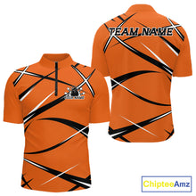 Load image into Gallery viewer, Custom Orange Bowling Jerseys, Bowling Team Tournament Quarter-Zip Shirts For Men IPHW11415