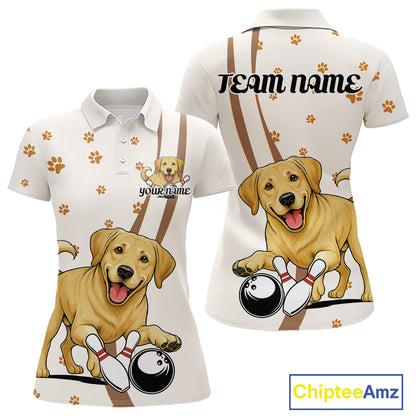 Custom Funny Labrador Retriever Dog Women Bowling Team Shirt, Dog Lovers Bowling Uniform IPHW10208