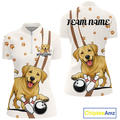 Custom Funny Labrador Retriever Dog Women Bowling Team Shirt, Dog Lovers Bowling Uniform IPHW10208