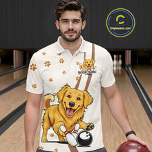 Load image into Gallery viewer, Custom Funny Golden Retriever Dog Men Bowling Team Shirt, Dog Lovers Bowling Uniform IPHW10209
