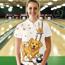 Load image into Gallery viewer, Custom Funny Golden Retriever Dog Women Bowling Team Shirt, Dog Lovers Bowling Uniform IPHW10209