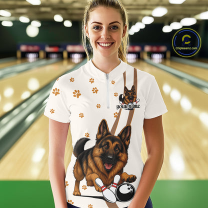 Custom Funny German Shepherd Dog Women Bowling Team Shirt, Dog Lovers Bowling Uniform IPHW10210