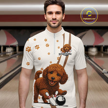 Load image into Gallery viewer, Custom Funny Poodle Dog Men Bowling Team Shirt, Dog Lovers Bowling Uniform IPHW10212