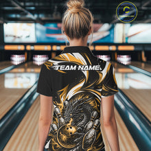 Load image into Gallery viewer, Custom Gold Lightning Dragon Bowling Women Polo Shirts, Dragon Bowling League Shirt IPHW10357
