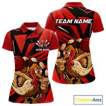 Load image into Gallery viewer, Custom Funny Turkey Bowling Shirts For Women, Red Thanksgiving Bowling Shirt Team Uniform IPHW10675