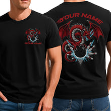 Load image into Gallery viewer, Personalized Bowling T-Shirts For Men, Red Dragon Thunder Lightning Team Uniform IPHW9074