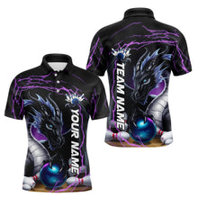 Load image into Gallery viewer, Blue And Purple Thunder Lightning Custom Dragon Bowling Team Polo Shirts For Men IPHW8317