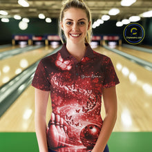 Load image into Gallery viewer, Custom Elegant Red Butterfly Women Bowling Shirt, Ladies Bowling Team Outfit IPHW10911