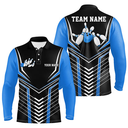 Black And Blue Custom Bowling Jerseys Bowling Team Shirt For Men, Bowling Uniform With Name IPHW7911