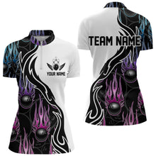 Load image into Gallery viewer, Pink Purple Blue Flame Ball Custom Bowling Women Quarter-Zip Shirts, Bowling League Shirt IPHW8864