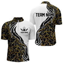 Load image into Gallery viewer, Black And Yellow Bowling Pattern Custom Bowling Team Men Quarter-Zip Shirts, Bowling League Shirt IPHW8868