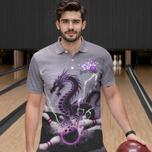 Load image into Gallery viewer, Custom Purple Thunder Lightning Dragon Bowling Polo Shirts For Men, Bowling Team Uniform IPHW8558