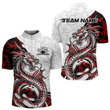 Load image into Gallery viewer, Custom Red Camo Dragon Bowling Tattoo Men Quarter-Zip Shirts, Dragon Bowling League Team Shirt IPHW8883