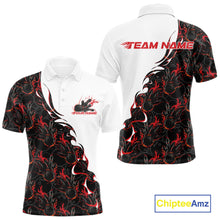 Load image into Gallery viewer, Custom Red Flame Bowling Men Polo Team Shirt, Bowling League Shirt Bowlers Outfit IPHW11268