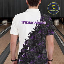 Load image into Gallery viewer, Custom Purple Flame Bowling Men Polo Team Shirt, Bowling League Shirt Bowlers Outfit IPHW11270