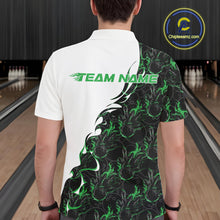 Load image into Gallery viewer, Custom Green Flame Bowling Men Polo Team Shirt, Bowling League Shirt Bowlers Outfit IPHW11272