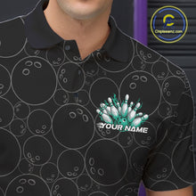 Load image into Gallery viewer, Custom Turquoise Green Flame Bowling Team Jerseys, Men Polo Bowling Tournament Shirt IPHW11276